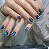 Melbourne Deep Blue Cat Eye Press-On Nails: Short, Chic & Sweet