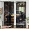 2pcs   Light Filtering Curtains  Print Complex Ancient Super Car Garage Machine Washable (without Rod) Decorations Outdoor