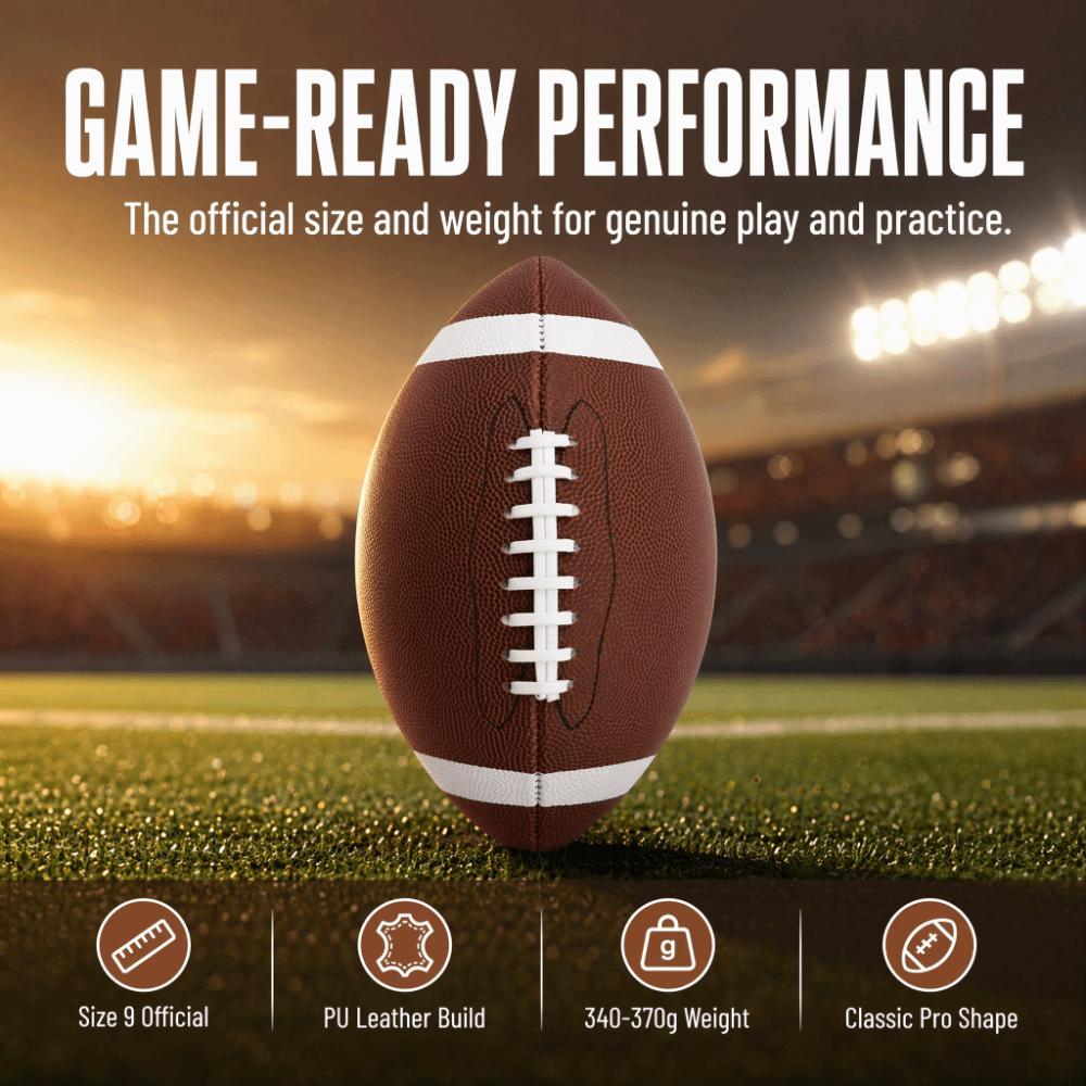 Brown American Football Size 9 Sports Ball Comfortable Grip Rugby Ball Outdoor Sports