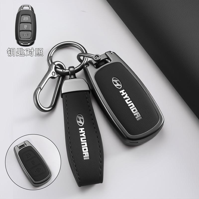 Zinc Alloy Metal Car Key Case For Hyundai I30 Ix35 Kona Encino Solaris Azera Grandeur Ig Accent TM Palisade Santa Fe Accessories XX1