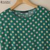 ZANZEA Damen Sommer Polka Dot Print Lässige Kurzarmbluse