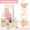 Wood Baby Shower Crate Closet with Wheels Bear Car Shape Baby Shower Basket with Portable Handle for Pregnancy New Parent Home