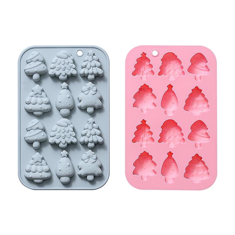 12-piece Set Of Festive Christmas Tree Shaped Baking Molds Perfect For Holiday Cakes And Chocolates