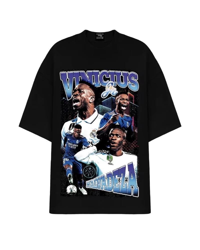 Summer Cotton T-shirt Men's Heavy Retro Tee Hip Hop Oversized Loose Short Sleeves T-shirt Vinicius Jr Print Y2k Short Sleeves