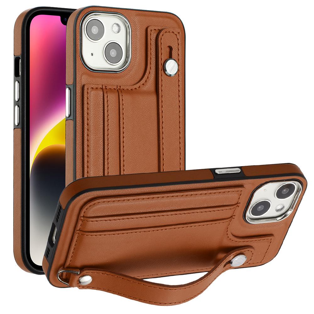 Leather Wrist Strap Phone Case for IPhone 14 13 12 11 Pro Max XS X XR SE   7 8 Plus with Card Holder Protecting Cover