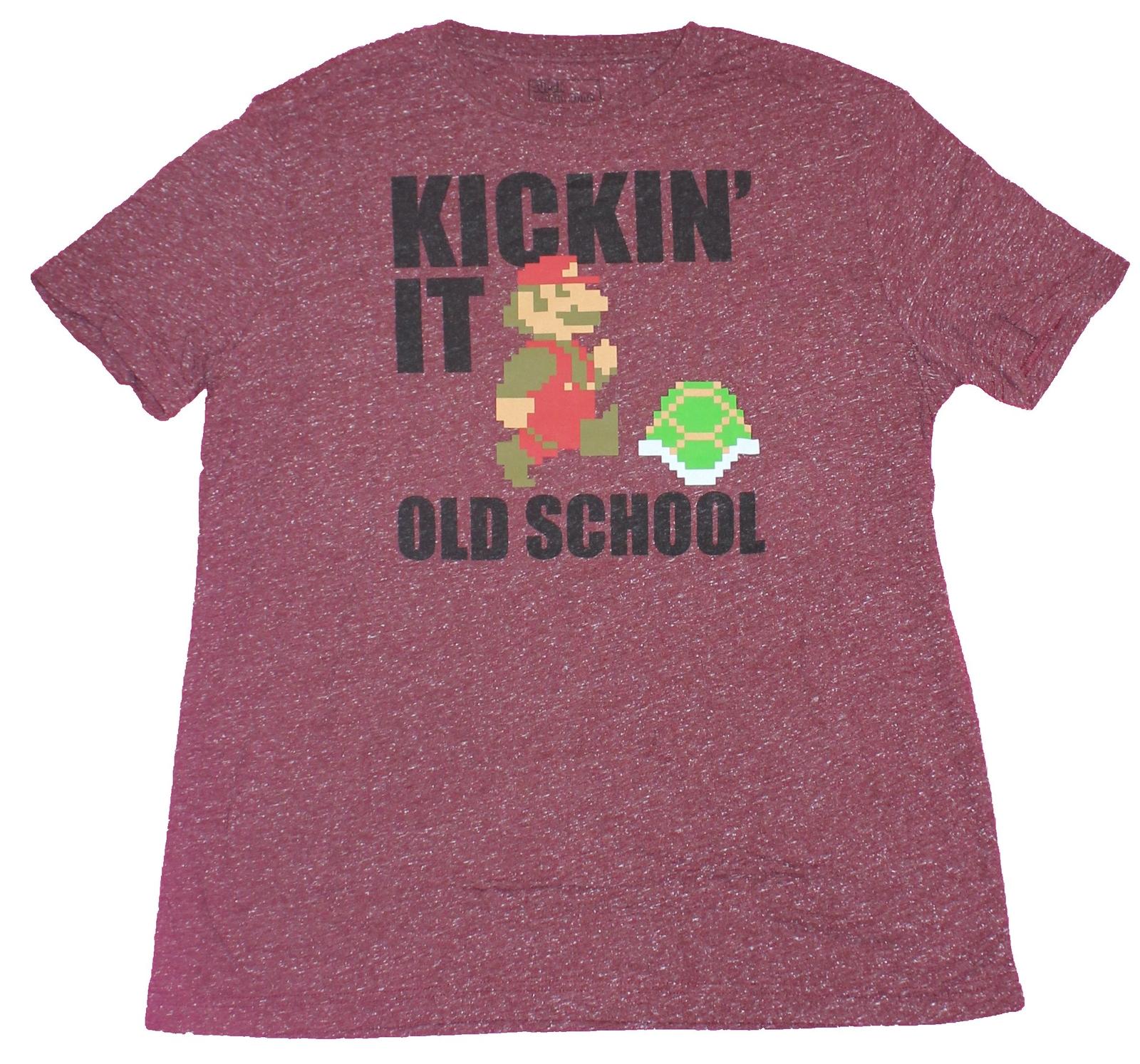 Super Mario Brothers Mens T-Shirt- Kickin It Old School 8-Bit S