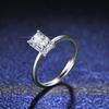 Bague Ouverte Réglable Femme Avec Moissanite Géométrique Coupe Émeraude 1ct Argent Sterling Fiançailles Promesse