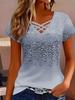 Women's Trendy V-Neck Cross-Strap Gradient Print Short-Sleeve T-Shirt - European & American Style