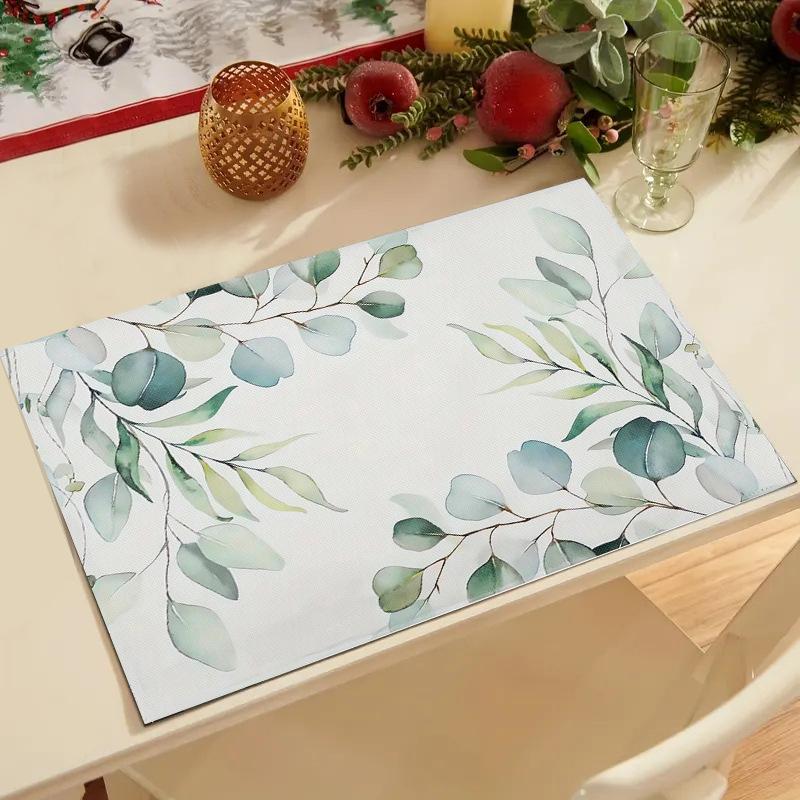 4Pcs Summer Eucalyptus Placemats for Dining Table Decoration Spring Seasonal Holiday Decoration Vintage Linens Table Mats