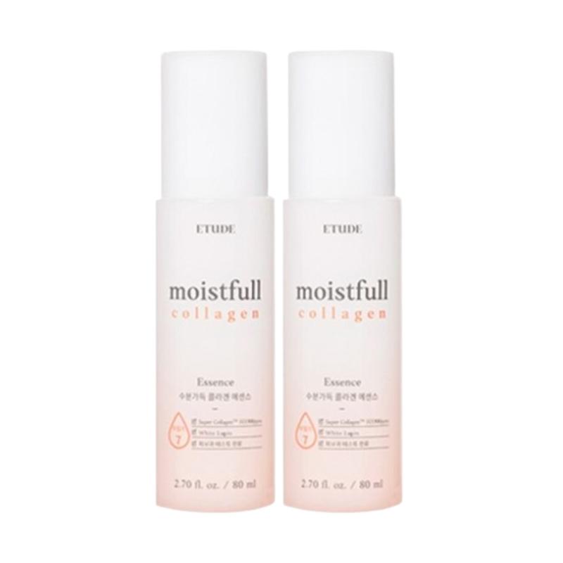 Etude Moistfull Collagen Essence 80ml x 2 – Super Collagen™ Water 513,900ppm, Lightweight Hydrating Essence for Plump & Smooth Skin 80ml x 2