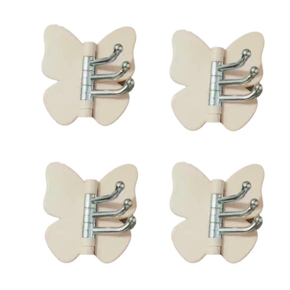 4PCS Plastic Butterfly Triple Hook Self Adhesive Butterfly Storage Hanger Corner Hooks  Kitchen