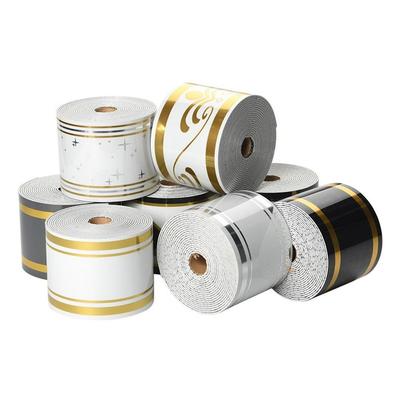 Rodapié Engrosado Autoadhesivo Anticolisión Patrón de Mármol Rodapié Decorativo PVC Impermeable
