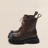 Winter Women's Boots Warm Plush Comfortable Platform Outdoor Snow Boots Lace Up Waterproof Brown Short Boots