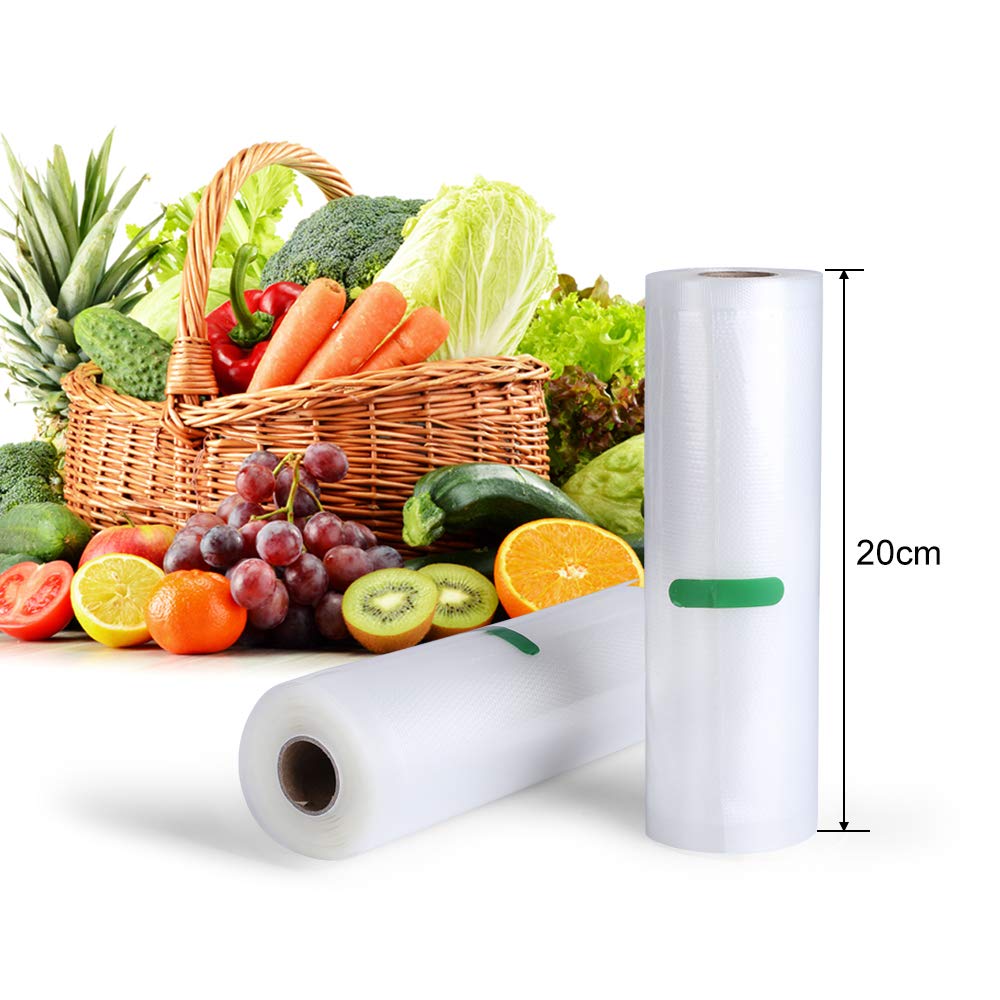 AKZIM Vacuum Packing Roll 20 X 500cm X 2 Food Sealer Dedicated Roll Replacement Roll Material Embossed Vacuum Vinyl Vacuum Packaging Bag Food