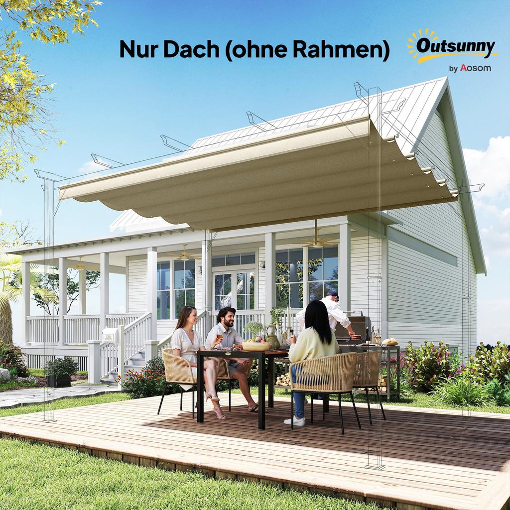 Retractable Pergola Cover, 2.55 X 2.5 M Replacement Canopy Fabric for 3 X 3 M Frame, Roof Top Only, Beige