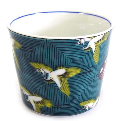 Waza No Kura Stylish Soba Choco Kutani Ware Soba Choko Crane Karuta Pattern Pottery Luxury Brand Japanese Tableware Made In Japan
