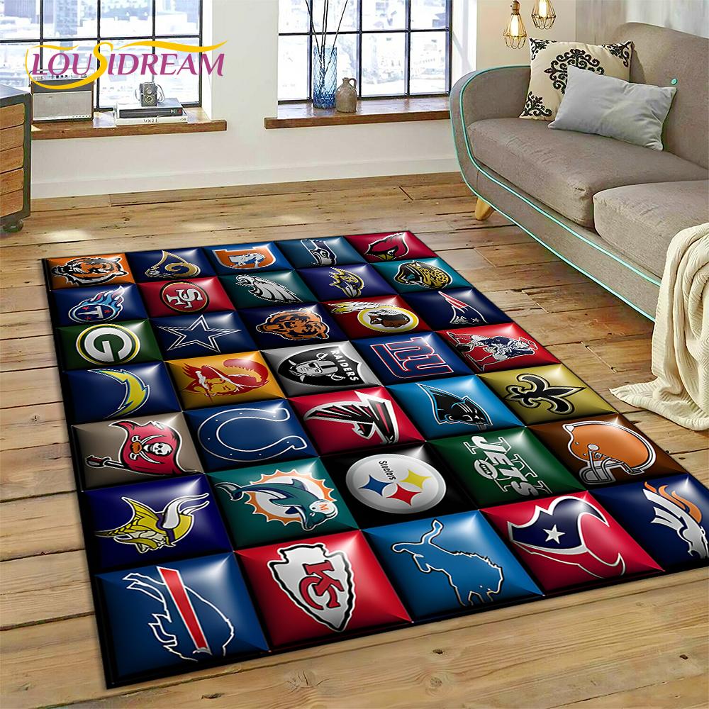 American Football N-NFL Zeichen Rugby Gamer Teppich für Wohnzimmer Schlafzimmer Dekoration, Bodenteppich rutschfeste Dekoration für Sofa Fußmatte