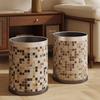 Vintage Mosaic Ceramic Trash Can Large Capacity Waste Bin for Living Room Bedroom Bathroom Stylish Home Decor High-End Gifts