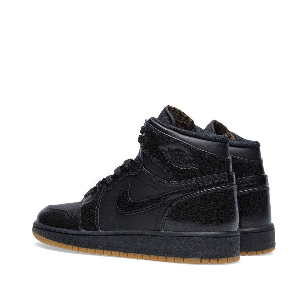 Air Jordan 1 Retro BG 'Black Gum' (Unisex) Black / Black-Gum Light Brown Kids' Basketball Shoes 575441 020
