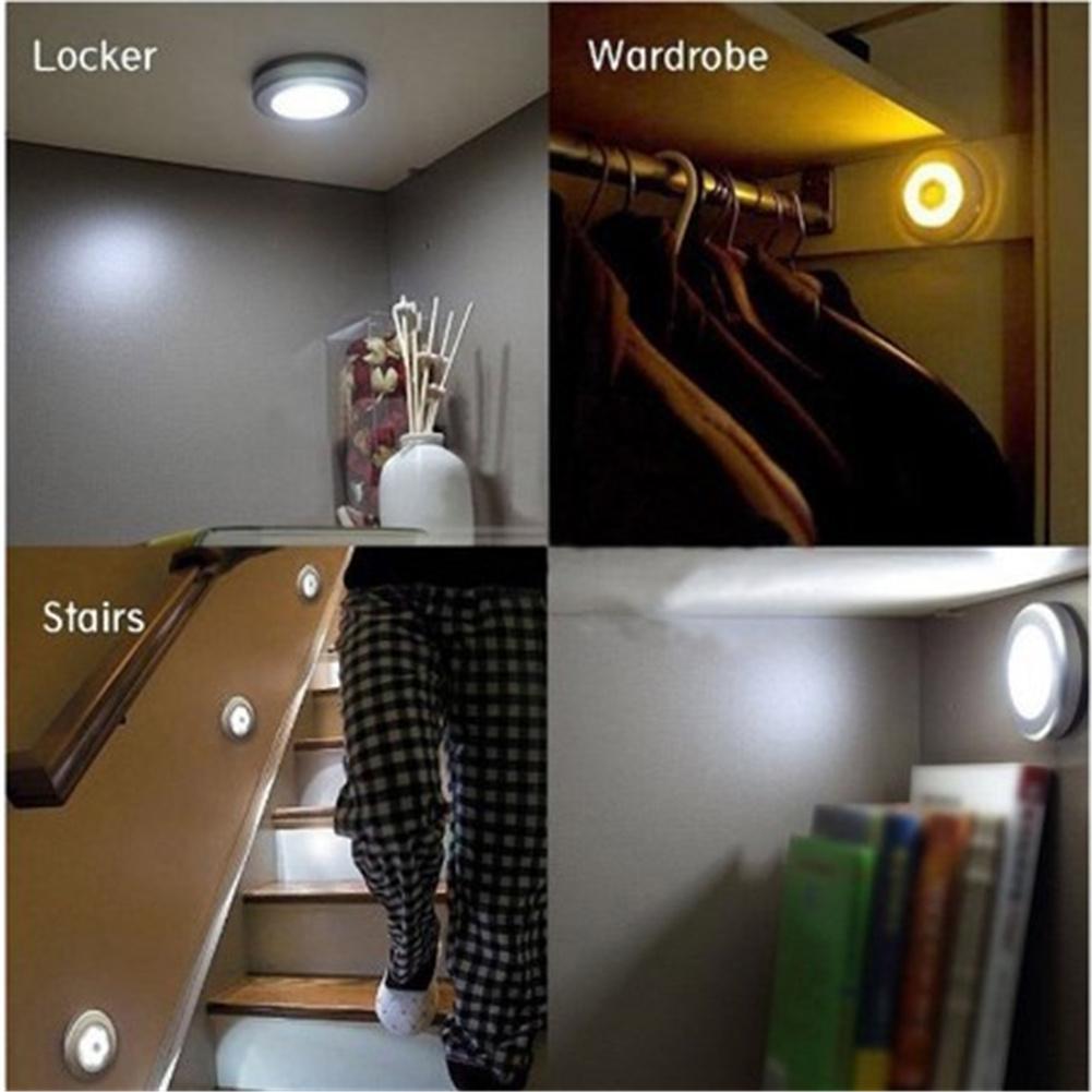 LED Battery-Powered Night Light Touch Lamp Stick-on Push Light for Closets Cabinets or Utility Rooms Cordless Touch Light