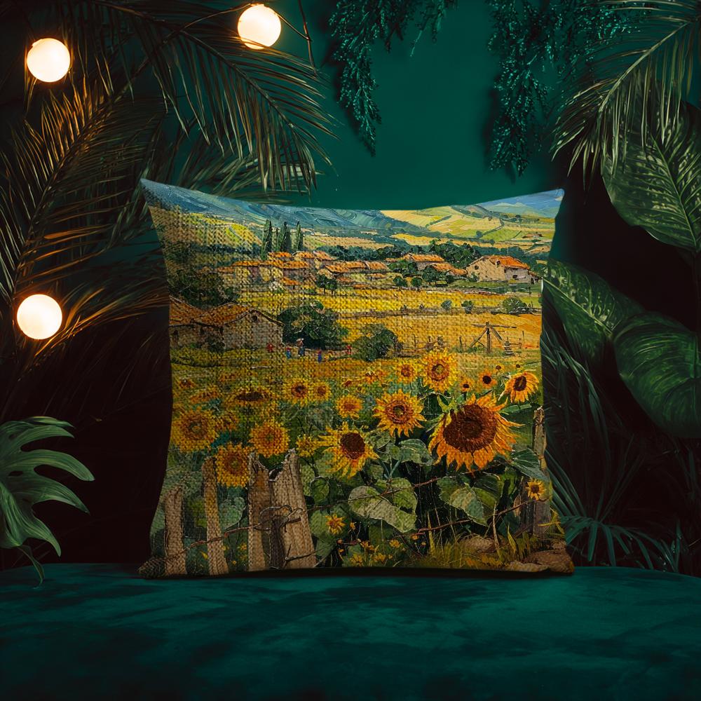 Classical Handpainted Iandscape Oil Painting Cushion Cover Silky elegant Comfort Sofa Bed Invisible zipper Beach pillowcase