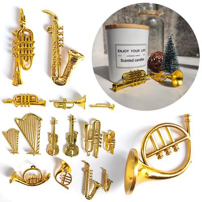 5-20PCS Random Mixed Style Plastic Mini Gold Musical Instrument Miniatures Ornament Festival Party Christmas DIY Decorations ZYF