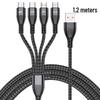 6A Vier-in-één Snel Oplaadkabel voor Huawei-, Samsung-, Apple- & Xiaomi-apparaten