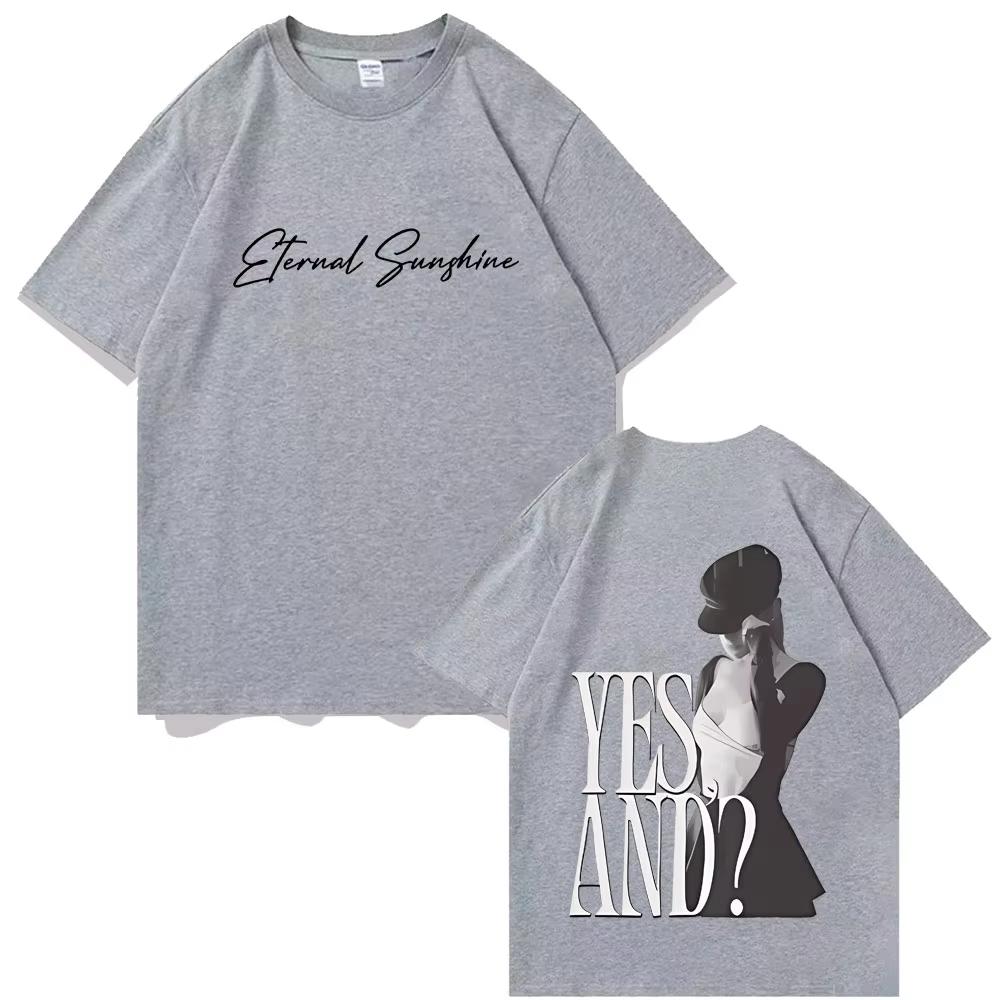 Ariana Grande Yes and Double Sided Printed T Shirts Unisex Casual Fashion Oversized T-shirts Men Women Hip Hop Rock Short Sleeve