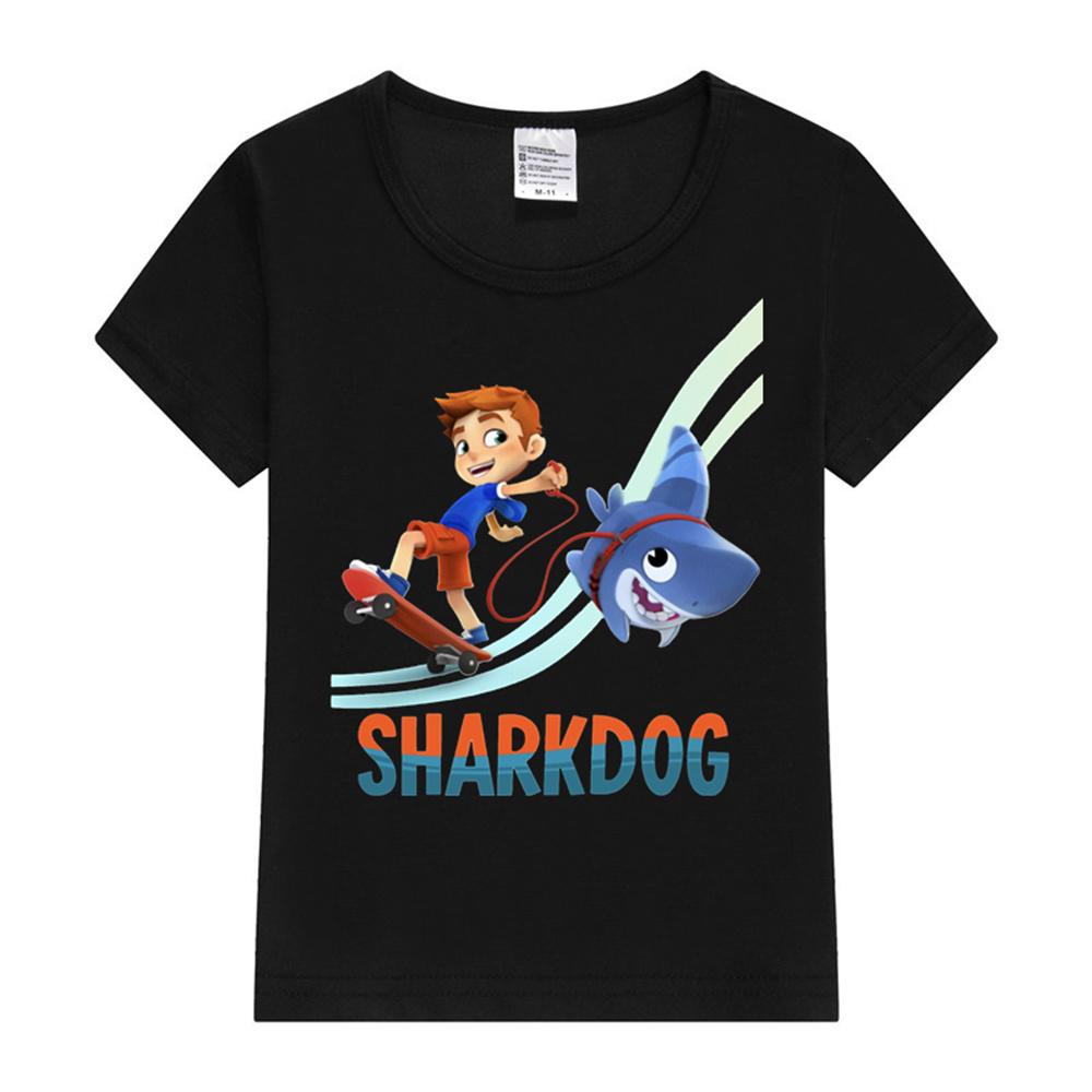 sharkdog Kids T-Shirt Cartoon T-shirt Kids Short-Sleeve Graphic Pink Tops Tee Tee 2024 Summer New Fashion Kids T Shirt