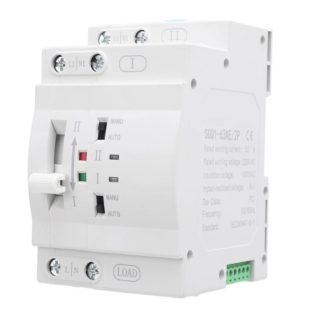 Double Power Automatic Transfer Switch SGQ1-63AE 2P 63A Generator Changeover Switch Double Power Electrical Selector