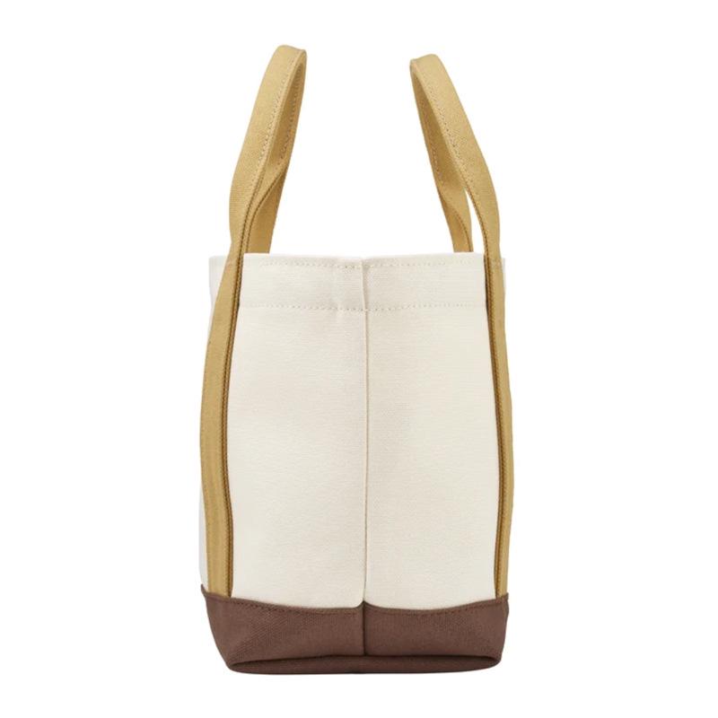 Cute Cartoon Bear Embroidered Color Block Canvas Tote Bag for Moms