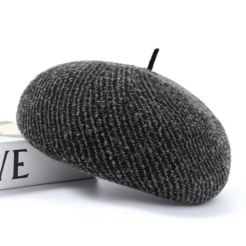 Autumn and Winter Wool Retro Knitted Beret Women Fashion Warm Woolen Painter Hat Trendy Versatile Pumpkin Hat