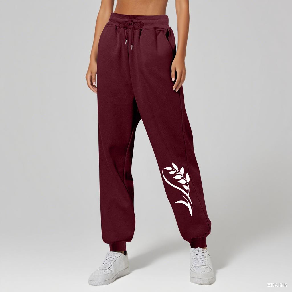 Ladies' Printed Unisex Casual Pocket Drawstring  Pants