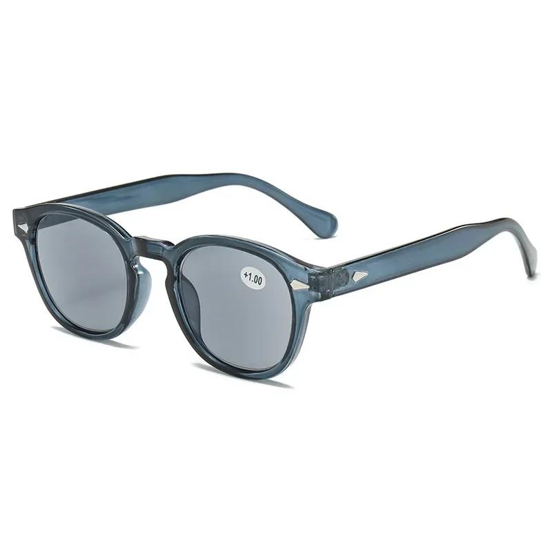 Stylish Full Frame Reading Glasses Vintage Rivet Leopard Round Sunglasses Women Men Ultra Light Unisex Presbyopia Glasses