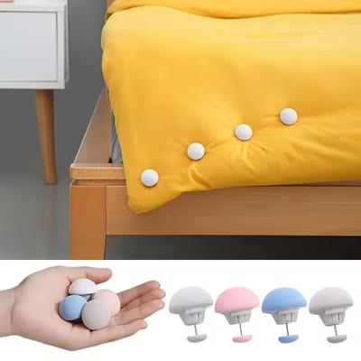 8pcs Mushroom Quilt Holder Macaron Non-slip Quilt Blanket Clip One Key To Unlock Blankets Cover Fastener Clip Holder Bed Sheet