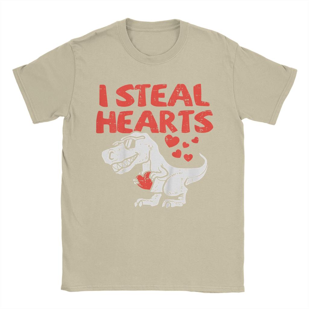 I Steal Hearts Trex Dino Cute T Shirts Unisexs Pure Cotton Funny TShirts Crewneck Tees Short Sleeve Clothes Summer