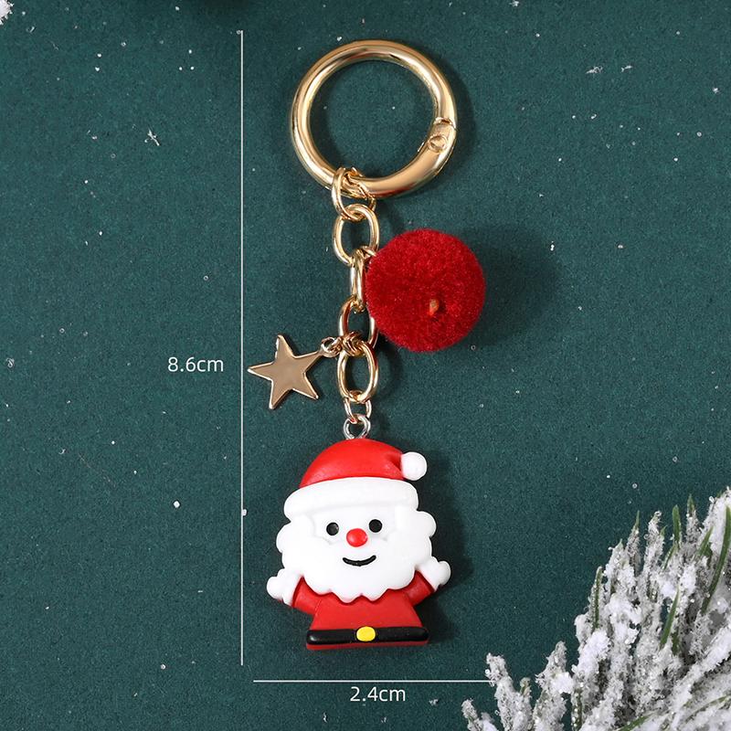 New Christmas Tree Santa Claus Keychains Bag Charm For Women Exquisite Bag Pendant Car Key Ring Jewelry Christmas Gift