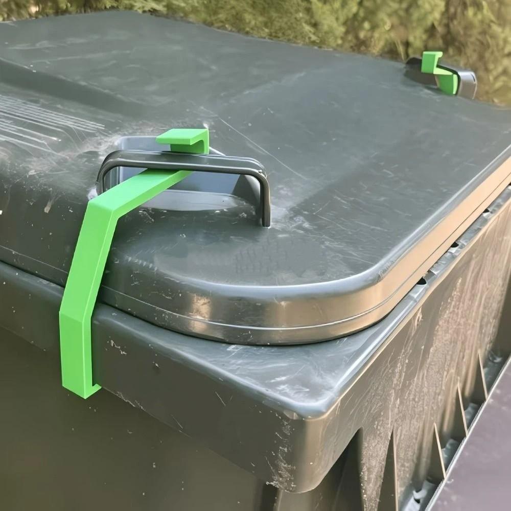 4 Stück Robuster Mülleimerdeckel-Clip Langlebiger Sicherer Verschluss Behälterdeckel-Schloss Stabiles Material Einfach zu Installieren 3D-gedruckter Clip