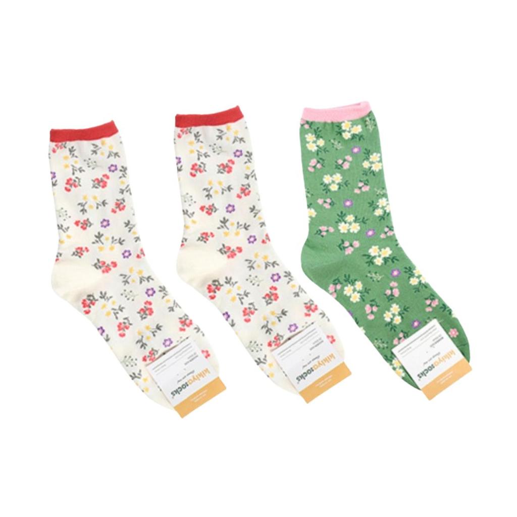Women's Vintage Cottagecore Crew Socks 3-Pack