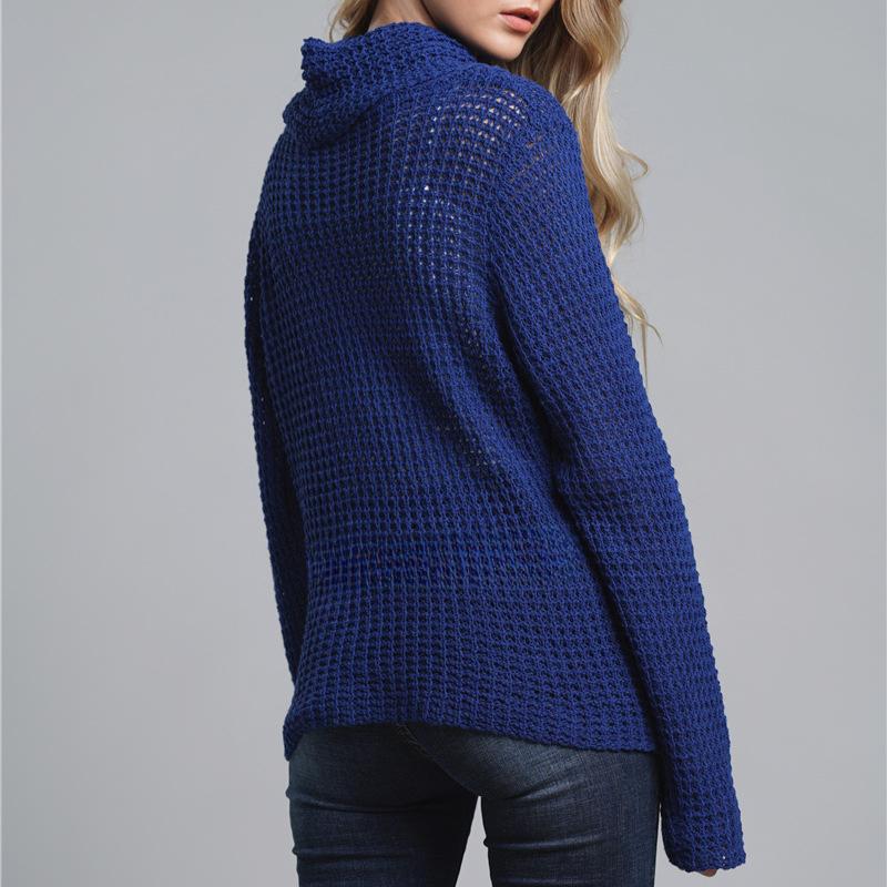 IHUASU Women's Autumn and Winter Fashion Knit Sweater Commuter High Neck Long Sleeve Large Size Loose Cardigan Sweater