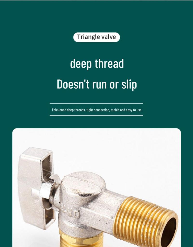 Universal All-Copper Gas Water Heater Valve: Hot/Cold Flow, 4/6 Point Angle Stop & Triangle Valve