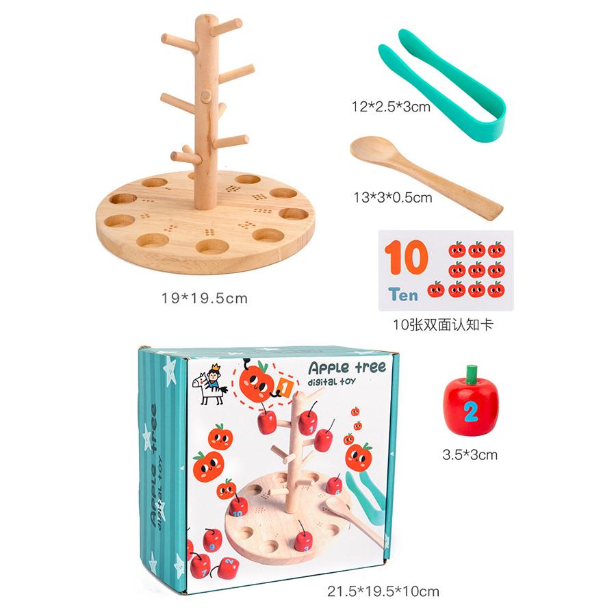 

Baby Montessori Digital Apple Tree Education Wooden Toys Children Learn Digital Clip Beads Skills Training Early Math Game