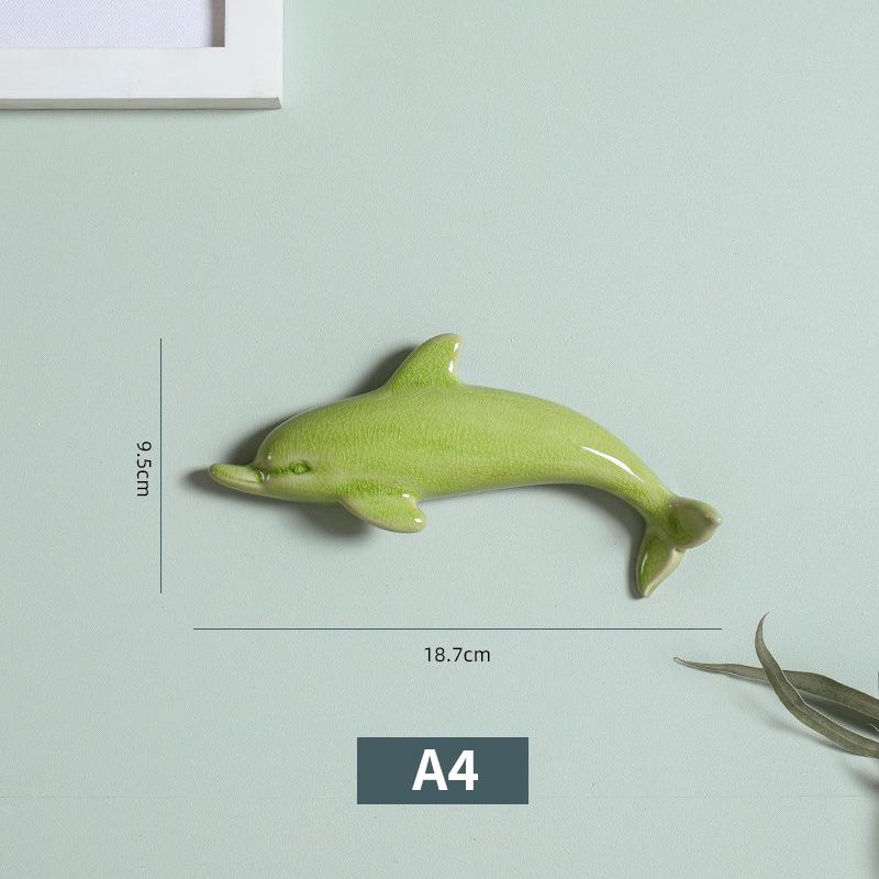 1 ks Nordic Style 3D keramické nástěnné malby s delfíny Nástěnné závěsné pozadí Dekor Řemesla Restaurace Obývací pokoj Kancelář Dekorace