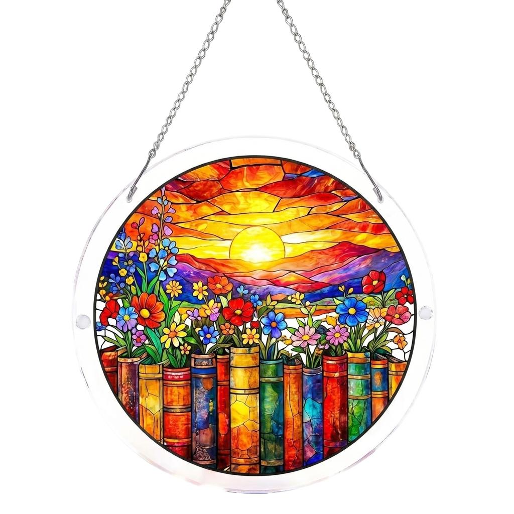 3-Layer 2D Acrylic Puzzle Sun Catcher Window Decoration Featuring Floral and Rooster Design with 2mm Single Layer Acrylic Pieces for Indoor Display
