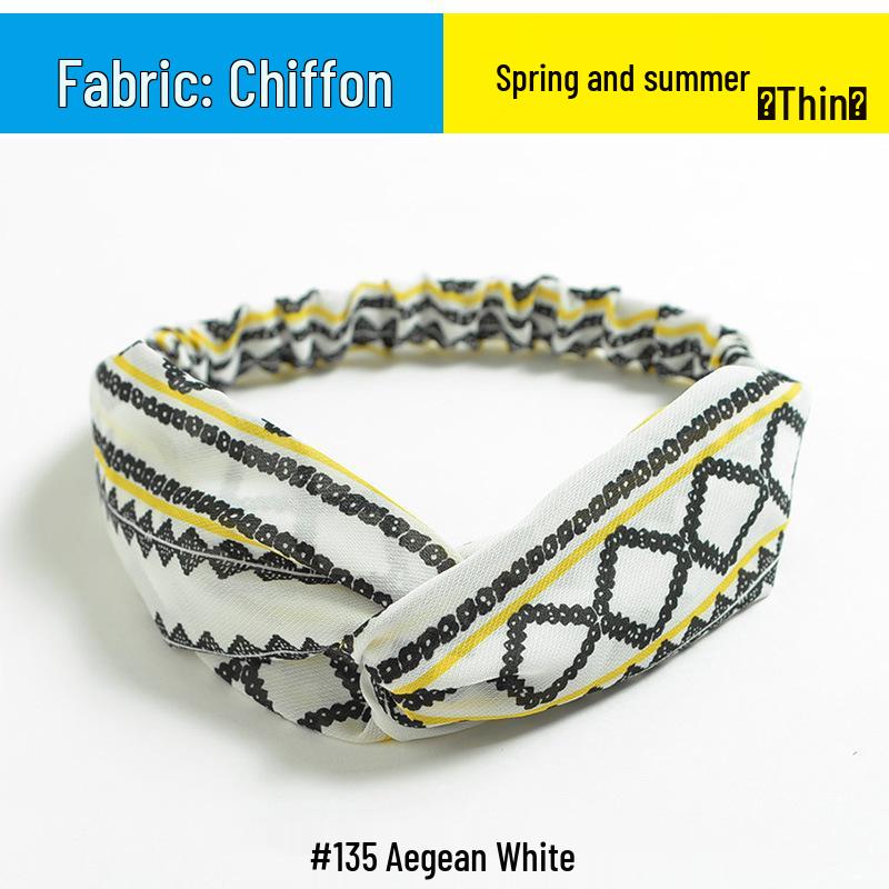 Koreanisches florales Chiffon-Elastik-Stirnband für Damen - Frischer Stil Haaraccessoire