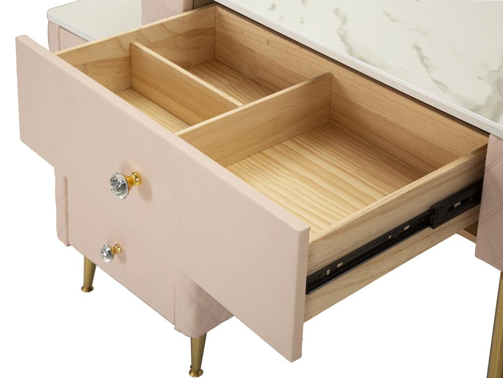 Betttisch Sharon Rosa Mit Hocker Cm 120X40X75 (Hockergröße Ø36X39)