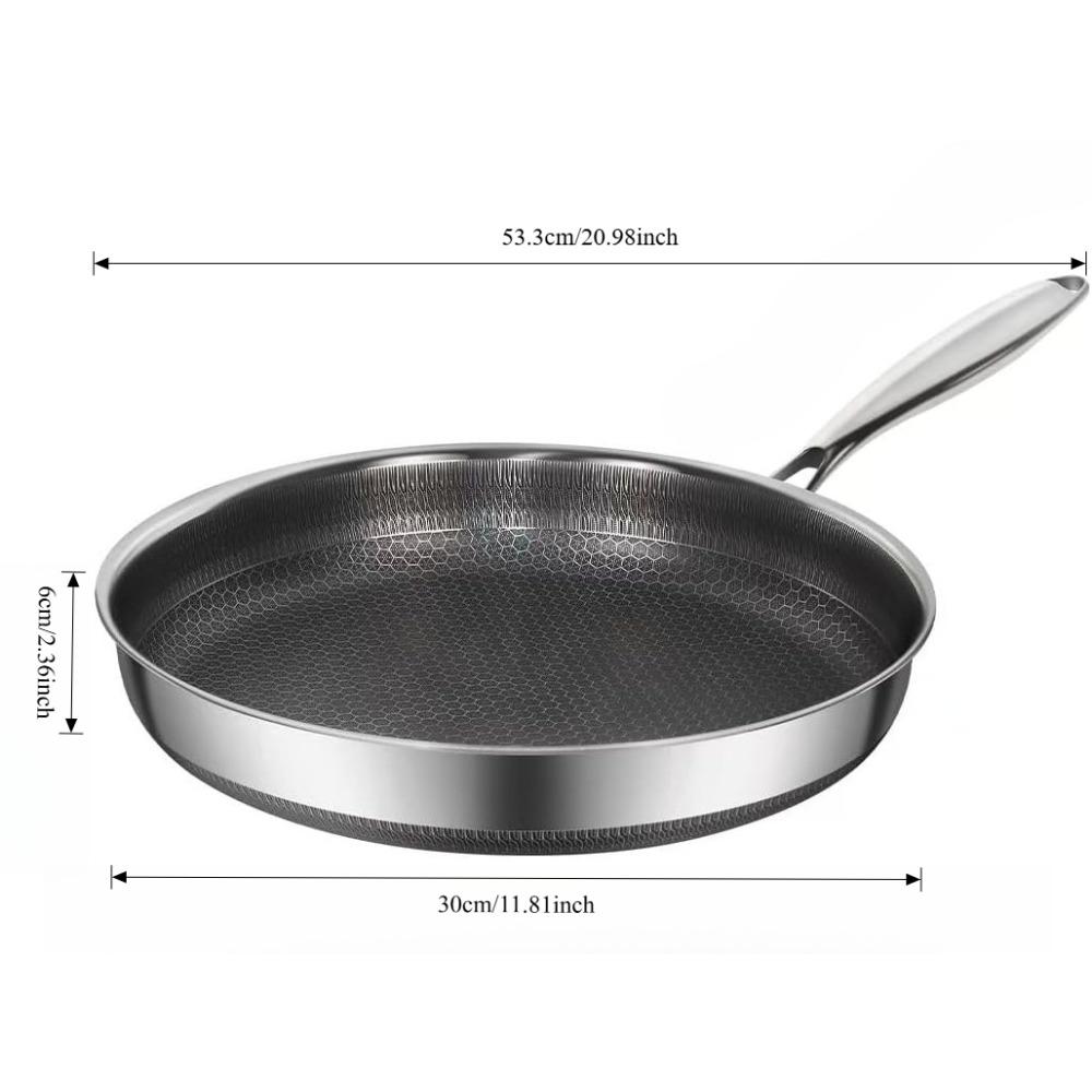 Stainless Steel Nonstick Frying Pan Suitable for Induction Cooktops, Compatible with All Stovetops, Easy To Clean, PFOA Free