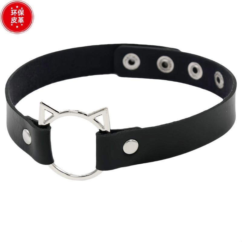 Eco-friendly PU Leather Japanese and Korean Harajuku Punk Soft Girl Cat Head Women s Collar Neck Strap Collarbone Chain Necklace