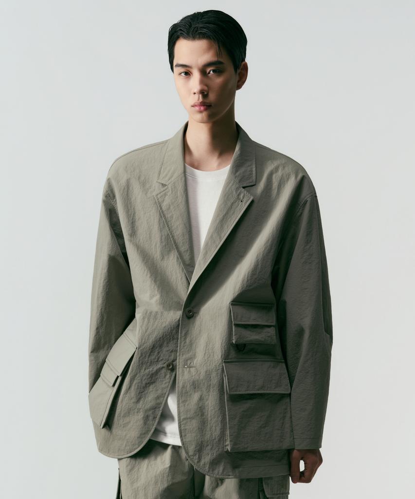 Musinsa Standard [City Leisure] Loose Fit Utility Blazer [Light Khaki Grey]