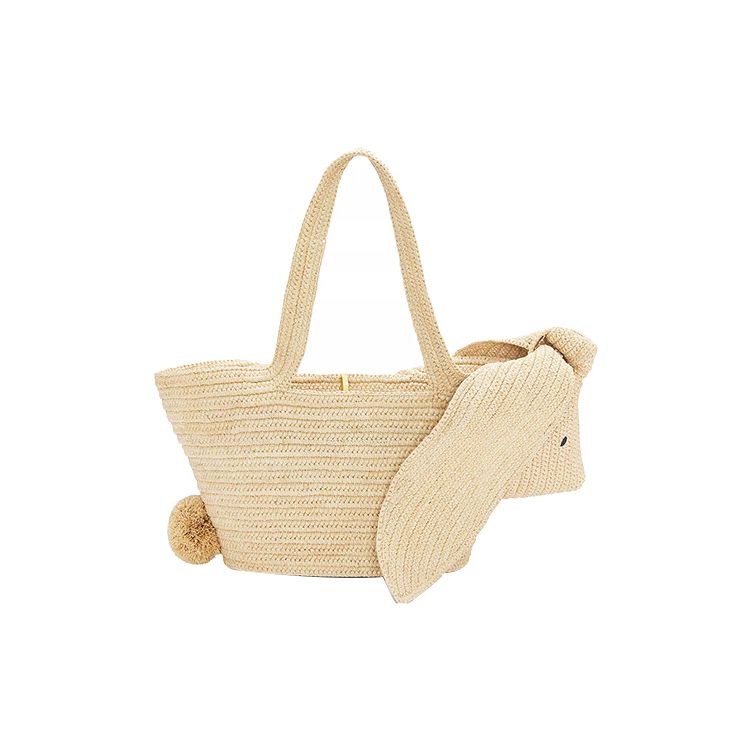 Loewe Logo Wine Palm Fiber And Cowhide Leather Tote Bag Small Women Tote Bag Natural A223S17X01-2123